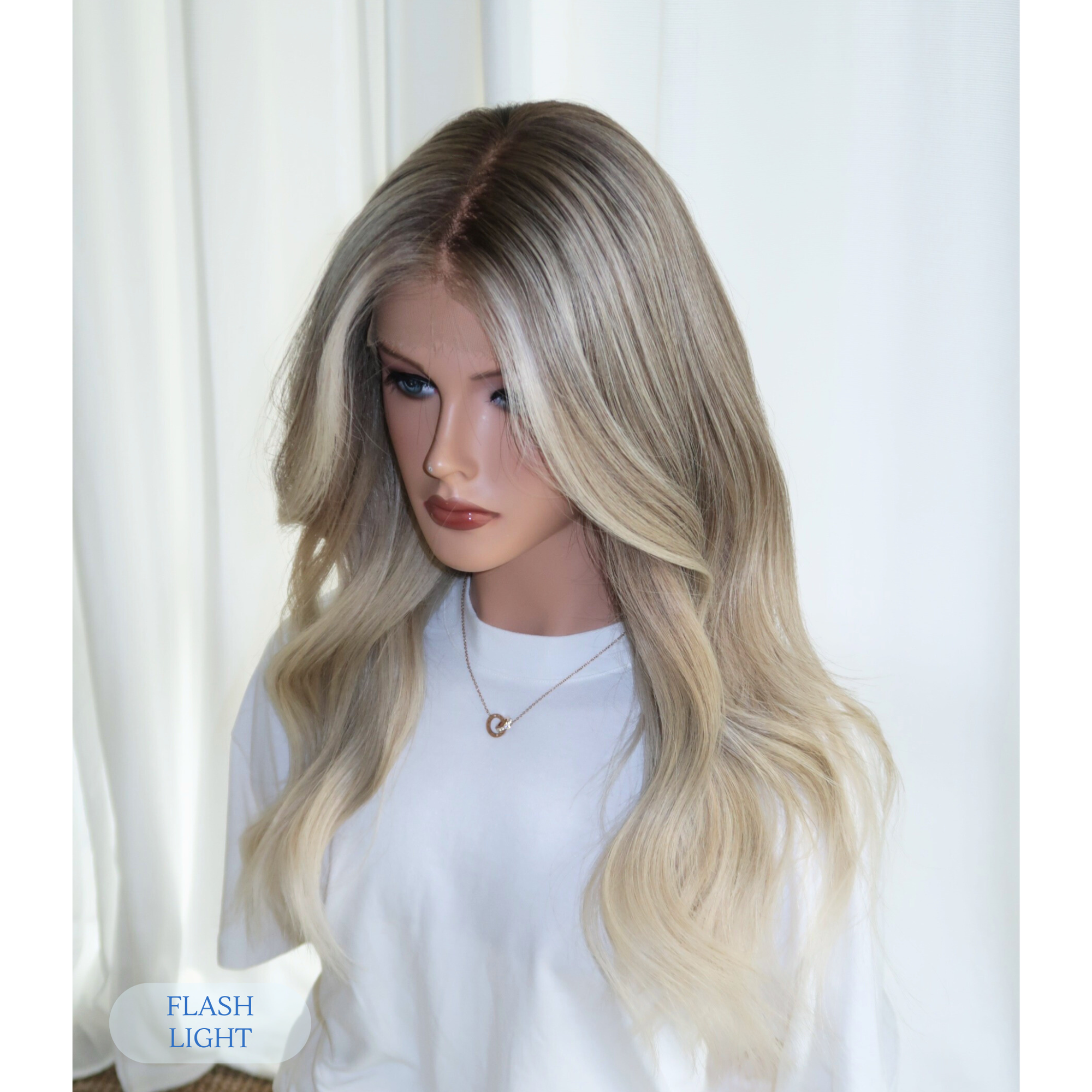 Low Key Ash Blonde Human Hair Wig | Luxury Lace Top | 20 Inch