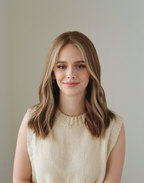 Front view of Marlowe chestnut brown Remy human hair wig with fine golden highlights